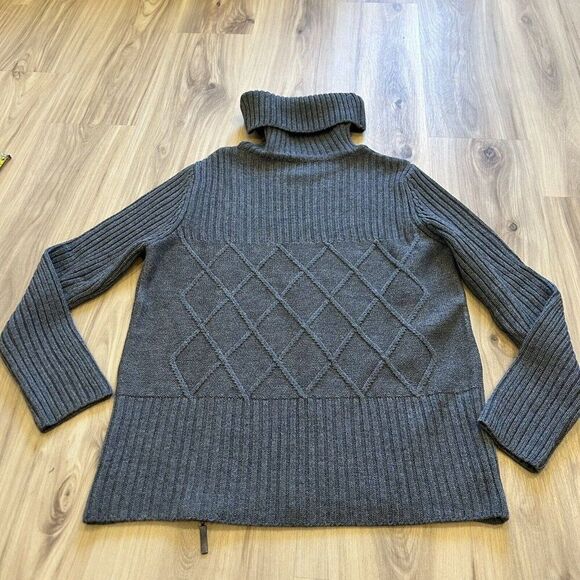 OLSEN Europe Vtg Gray Turtleneck Size 10 Merino Wool Acrylic Blend Zipper Detail - Picture 4 of 10